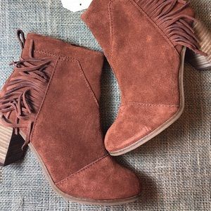 TOMS Lunata Cognac Suede Bootie Size 6.5